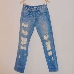 NWT Carmar Distressed Button Up Mom Jeans